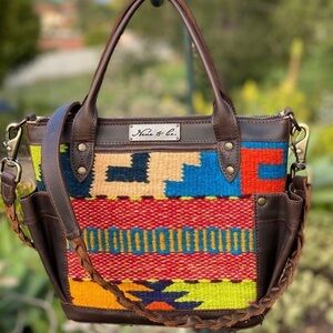 NENA AND CO The Perfect Bag Mini Mexico Collection Handwoven Leather Tote Brown